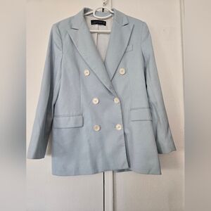 Women's Double-Breasted Light Blue Blazer